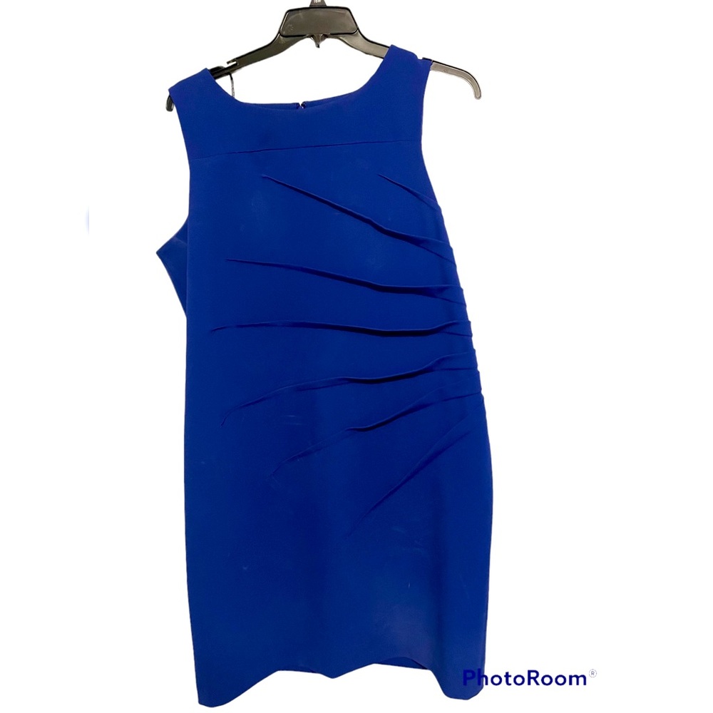 Calvin Klein Royal Blue Sleeveless Pleated Sheath Dress